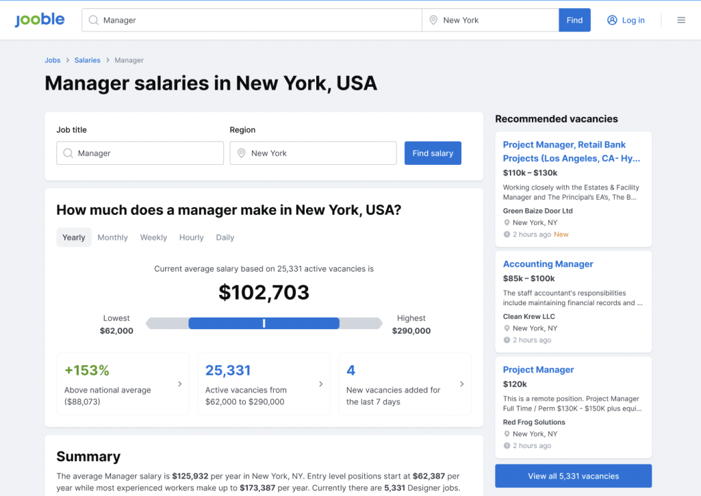 Salary Discovery Page