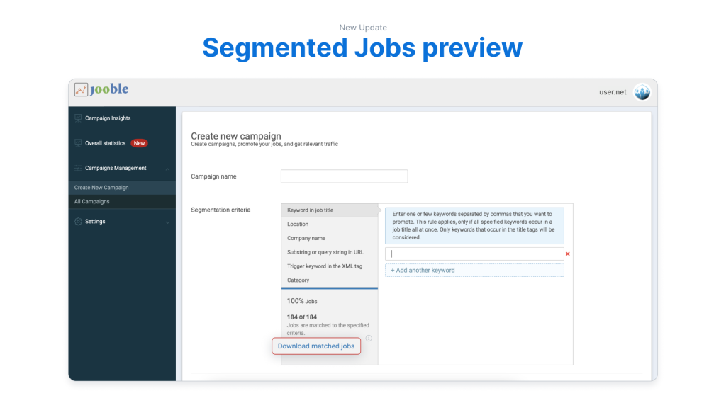 Segmented Jobs Preview